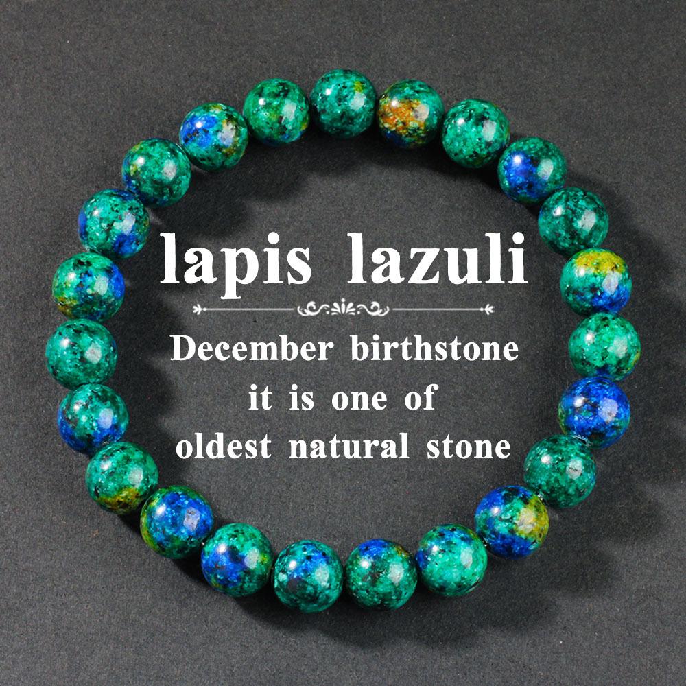 Natural Stone Beaded Bracelet, Phoenix Lapis Lazuli Bracelet, Simple and Versatile Green Stone Jewelry.