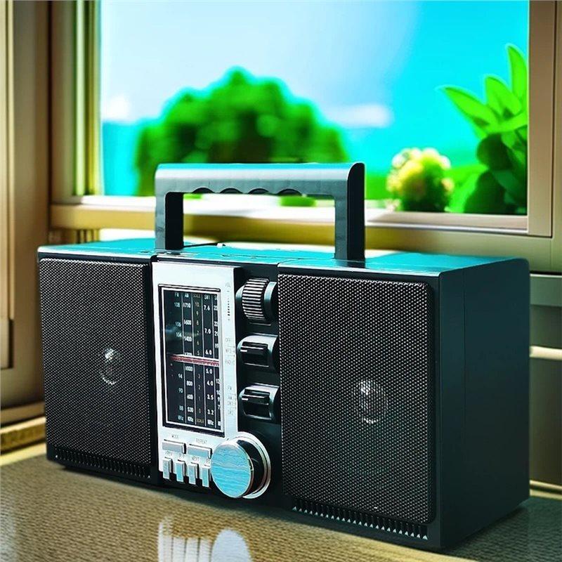 ABUO-Retro-Stil Vollband FM/AM/SW1-2 4-Band-Empfänger Karte Tragbares wiederaufladbares Radio Bluetooth-Lautsprecher USB TF MP3-Player US P