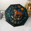 Tiger Sun Jungle Symbols pattern umbrella, portable and foldable design, 8 ribs, a casual accessory for Halloween, Christmas, and birthday gifts.