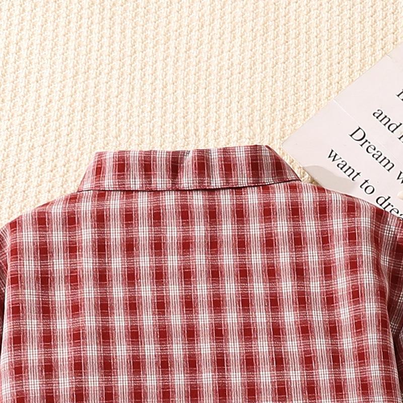 8-12J Mädchenbekleidung Kinder Frühling/Herbst Neuer Stil V-Ausschnitt Langarm Oberteil + Lässige Hose