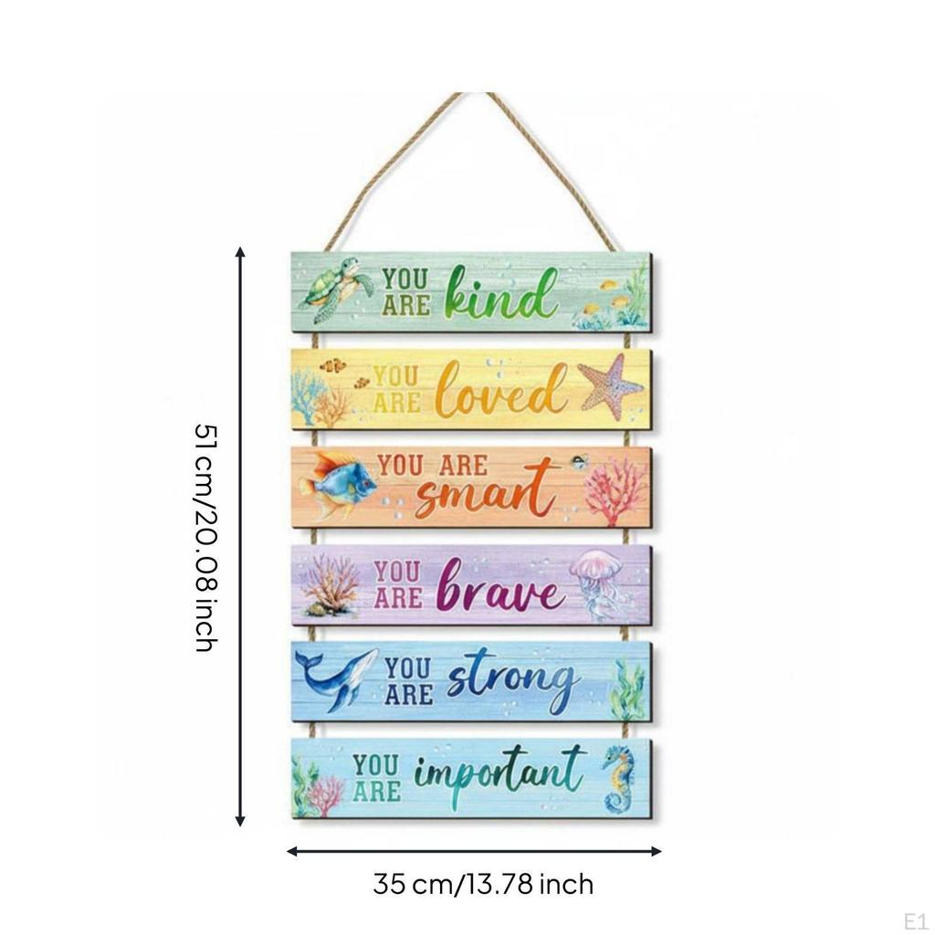 Kids Room Plaque Pastel Colors Coastal Wall Sign Lightweight Wooden Hanging for Nursery