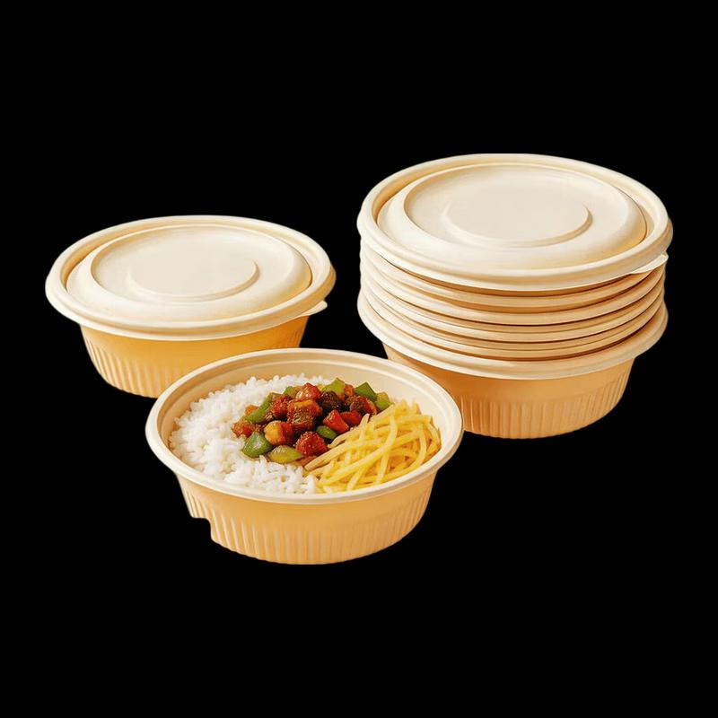Degradable Disposable Corn Starch Round Bowls with Lids
