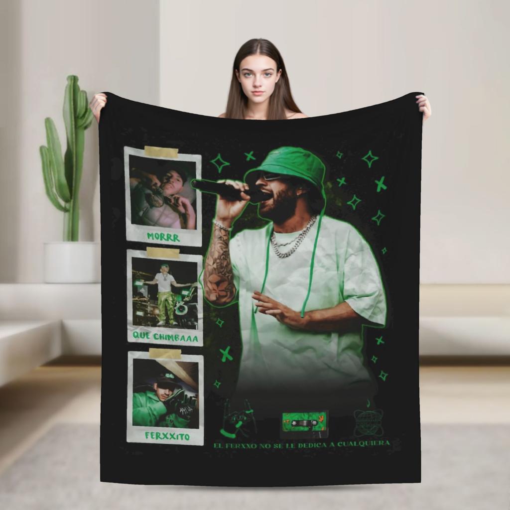 Rapper Feids Ferxxos Tour Blankets Flannel Spring Autumn Breathable Warm Throw Blankets for Bedding Office Rug Piece