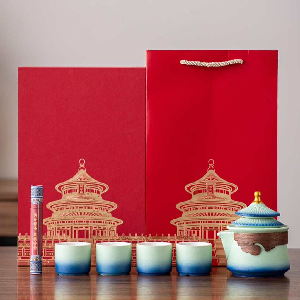 Temple of Heaven merchandise tea set ceramic kung fu teapot teacup business gift for customer leaders high-end souvenir