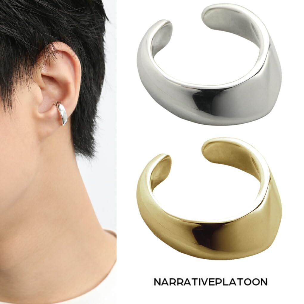 [Shinjuku Gin no Kura] NARRATIVEPLATOON Streamline Ear Cuff, Silver, 1 Piece, Single Ear, 925 Sterling Silver, Narrative Platoon Gold