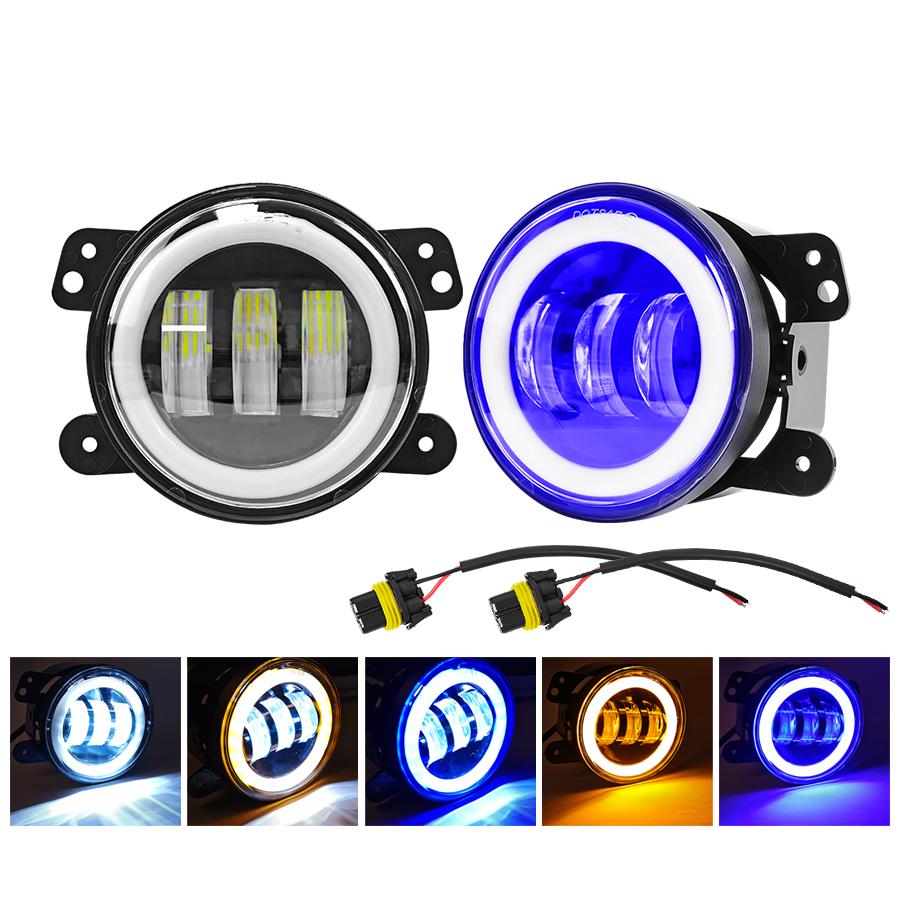 4inch Angel Eye Led LED Light Led DRL Blue High Fog Light White Amber Halo Ring DRL for Jeep Wrangler JK TJ Dodge Journey