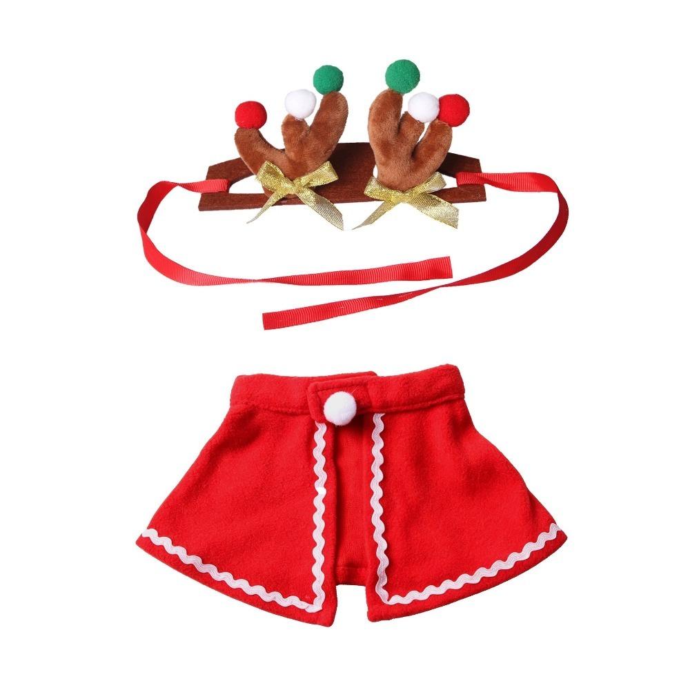 2PCS/Set Lightweight Dog Antlers Headband Warm Pet Christmas Cloak Set Pet Holiday Outfit Pet Party