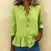 Spring Summer New Women's Long Sleeve Ruffle Trim Blouse Casual Shirt for European American