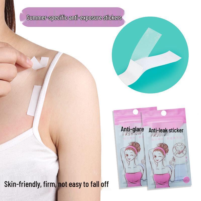 

Leak-Proof, Invisible Anti-Exposure Stickers for Straps & Necklines Transparent; Small 36 pcs: 1.2cm x 8.5cm