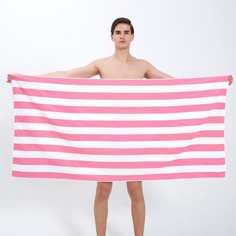 90x180cm Double Sided Velvet Quick Dry Striped Beach Towel Adult Printed Bath Towel Seaside Swimming Shawl Sports Towel