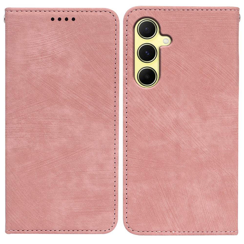 For Samsung Galaxy A17 Case Strong Magnetic Leather Wallet Phone Cover with Striped Texture