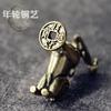 Solid Brass Lucky Goat Keychain With Coin-Stepping Design Ethnic Style Animal Charm Key Ring Accessory