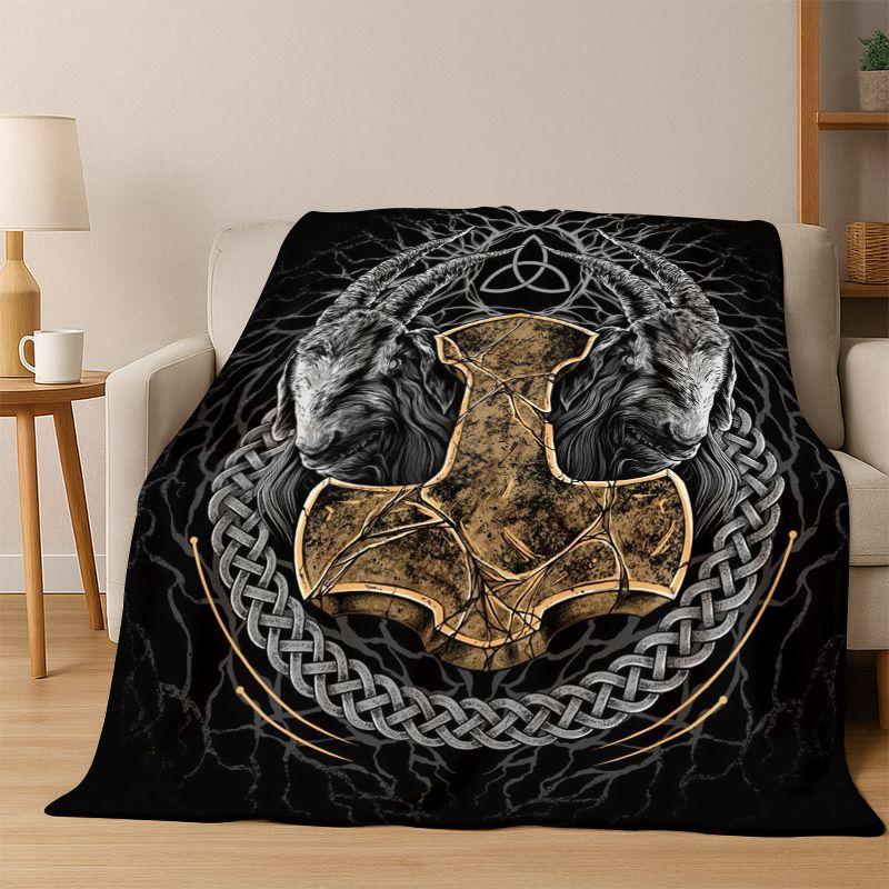 Guerrero VikingoSímbolo Valknut Nórdico Valhalla Manta de Franela Suave Cálida Manta de Sofá para Dormitorio Sala de Estar Cama Viaje Camping