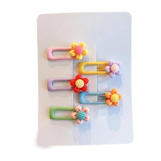 5/6Pcs Girl Hairpins Macaron Color Cartoon Fruit Flower Star Shapes Round Edge-Free Design Hair Clips Side Bang Hair