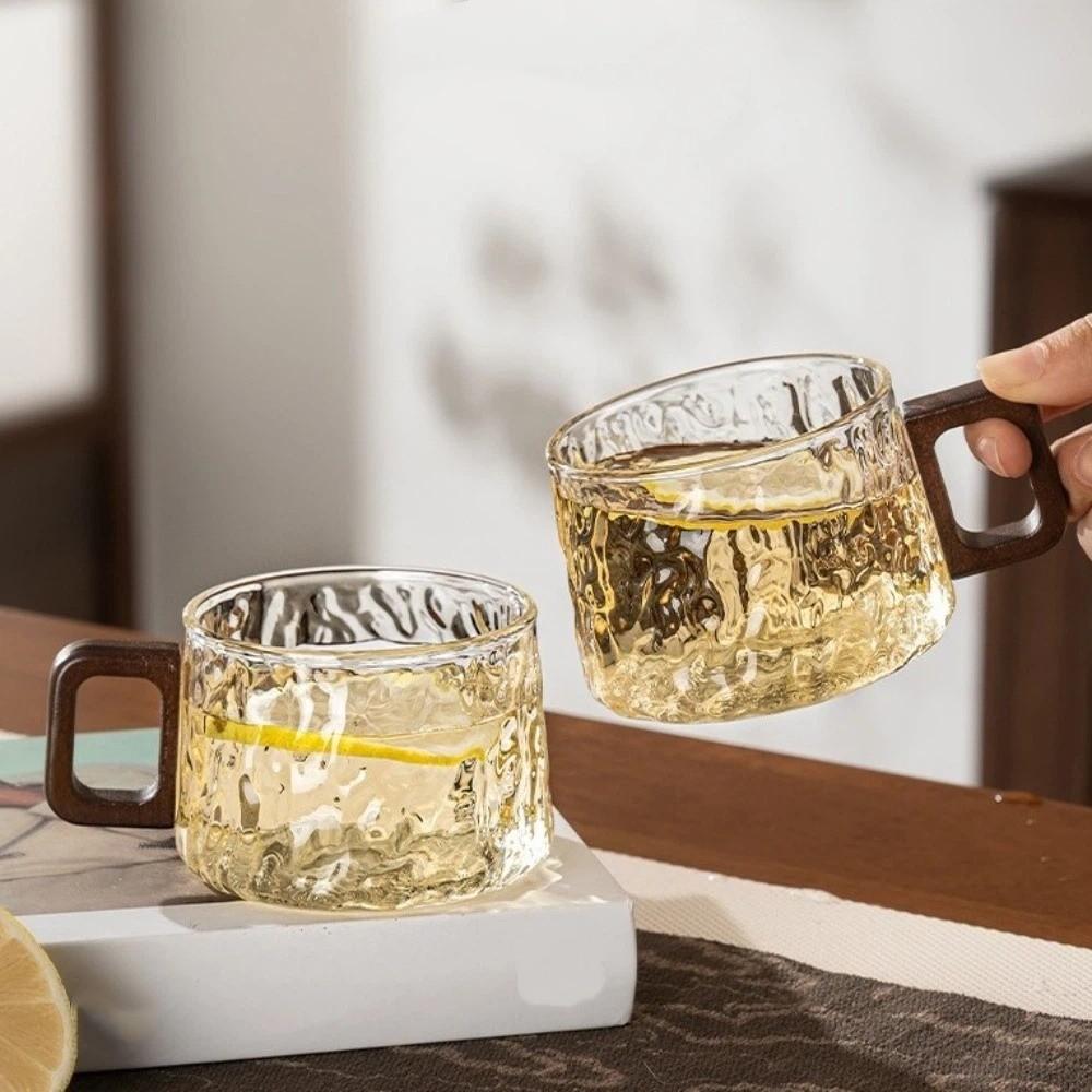Glacier Pattern Glass Tea Cups High Temperature Resistant Water Cups Stylish Coffee Cups  Office