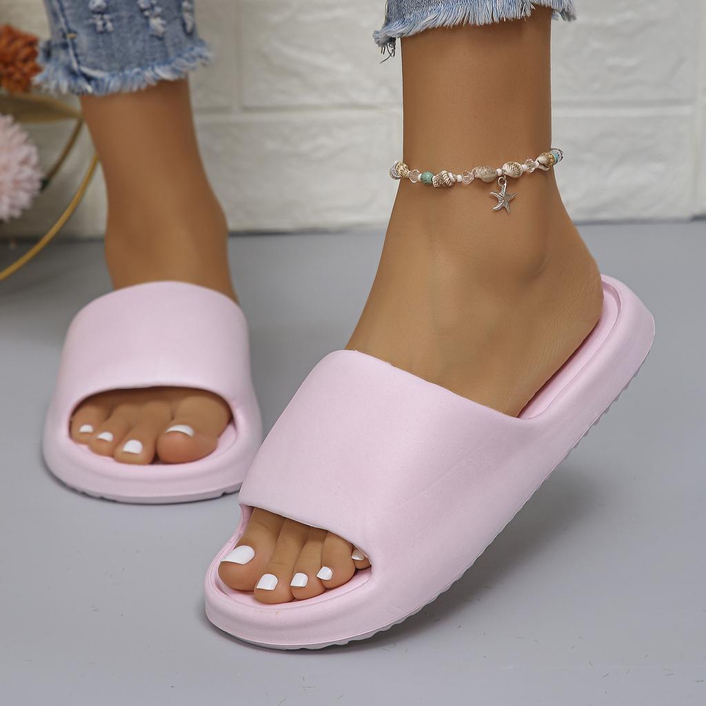 Mute Eva Home Bathroom Slippers Women Flat Heels Lightweight Non Slip Indoor Slides Woman Summer Soft Bottom Beach Flip Flops