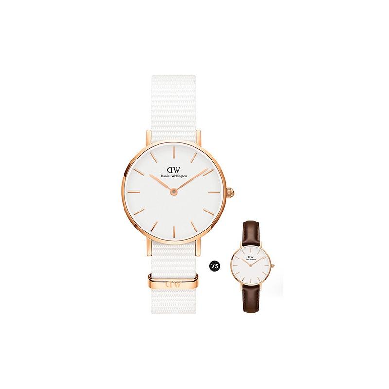 DANIEL WELLINGTON Watches for Women, Watches, Quartz Movement, Canvas Nylon Fabric Strap, White Dial, Women's Watch, 30 Meters Waterproof DW00100313-3