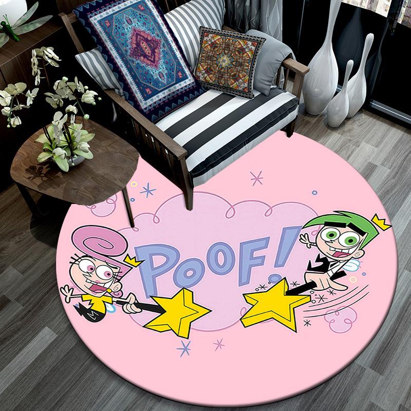 The Fairly OddParents2 Round Area Rug,Carpet Rug for Living Room Bedroom Sofa Playroom Decor,Non-slip Floor Mat