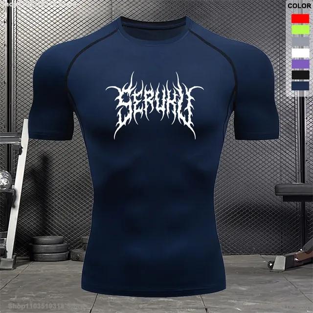 Fitness Shirt Men Breathable Summer Sports Fashion Printed Round Neck Short-sleeved Training Bodybuilding Workout T-shirt S-3XL