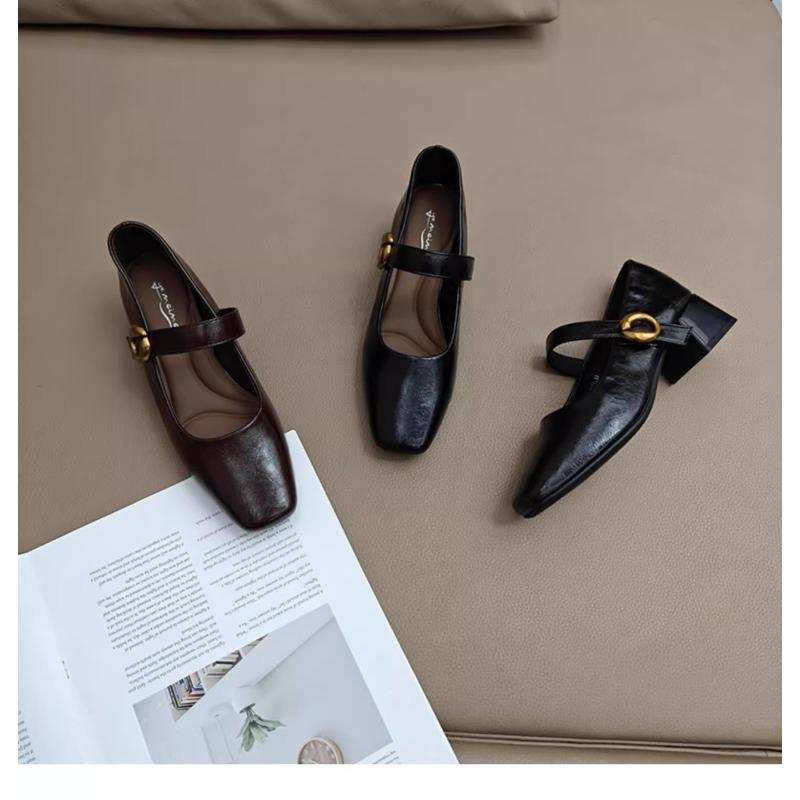 Fashion Mary Jane's 2025 New Square Toe Shallow Single Shoes Women's Block Heel