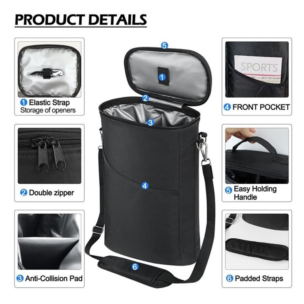Leakproof Wine Carrier Insulated Wine Gift Tote Double Zipper Wine Cooler Bag  Wine Tasting