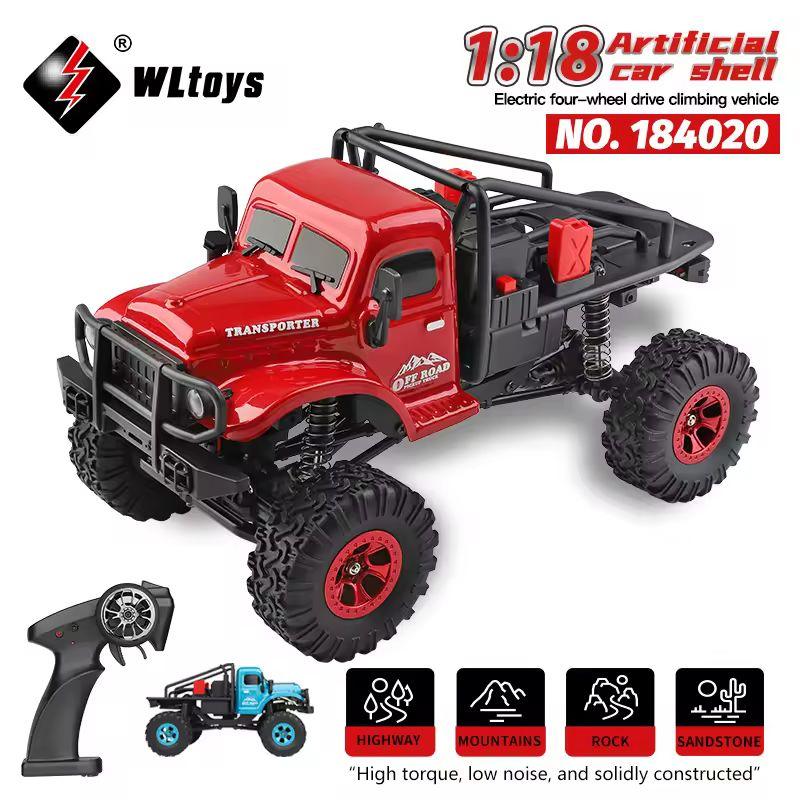 Wltoys 1/18 Mini RC Car 184020 2.4G With LED Lights 4WD Off-Road Electric Crawler Vehicle Remote Control Truck Toy for Children