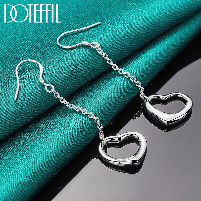 Romantic Heart Earrings Gift Silver Color Charming Party Jewelry