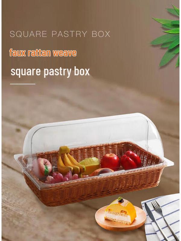 ZLIII Rectangular Imitation Rattan Pastry Display Basket