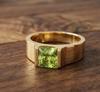 Peridot Ring, 14k Gold Plated Handmade Men's Ring, Birthstone Ring, Natural Peridot Men's Ring, Birthstone For August, Unisex Ring, Stacking Ring..