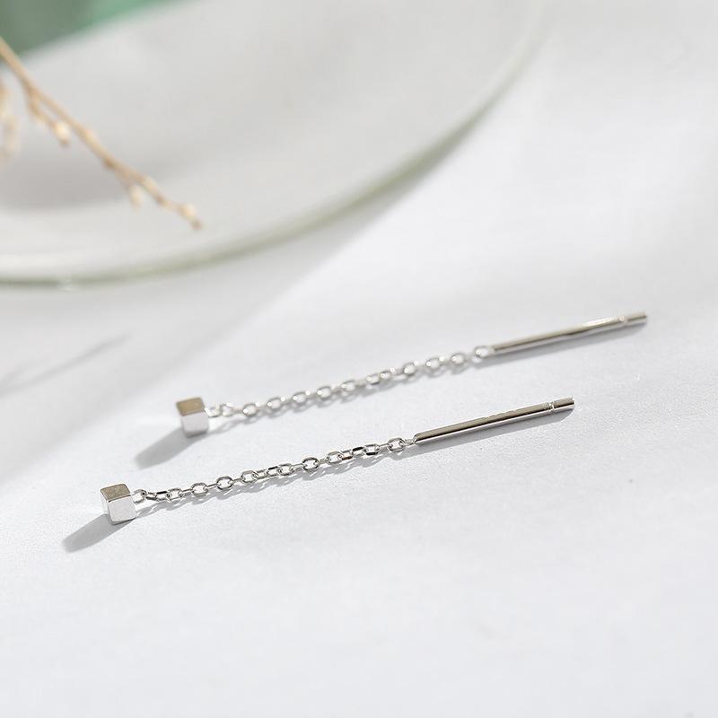 Hängeohrringe mit langem Hänger für Damen, goldfarben, Zirkonkristall, Piercing-Fädler, Ohrschmuck, Ohrzubehör white