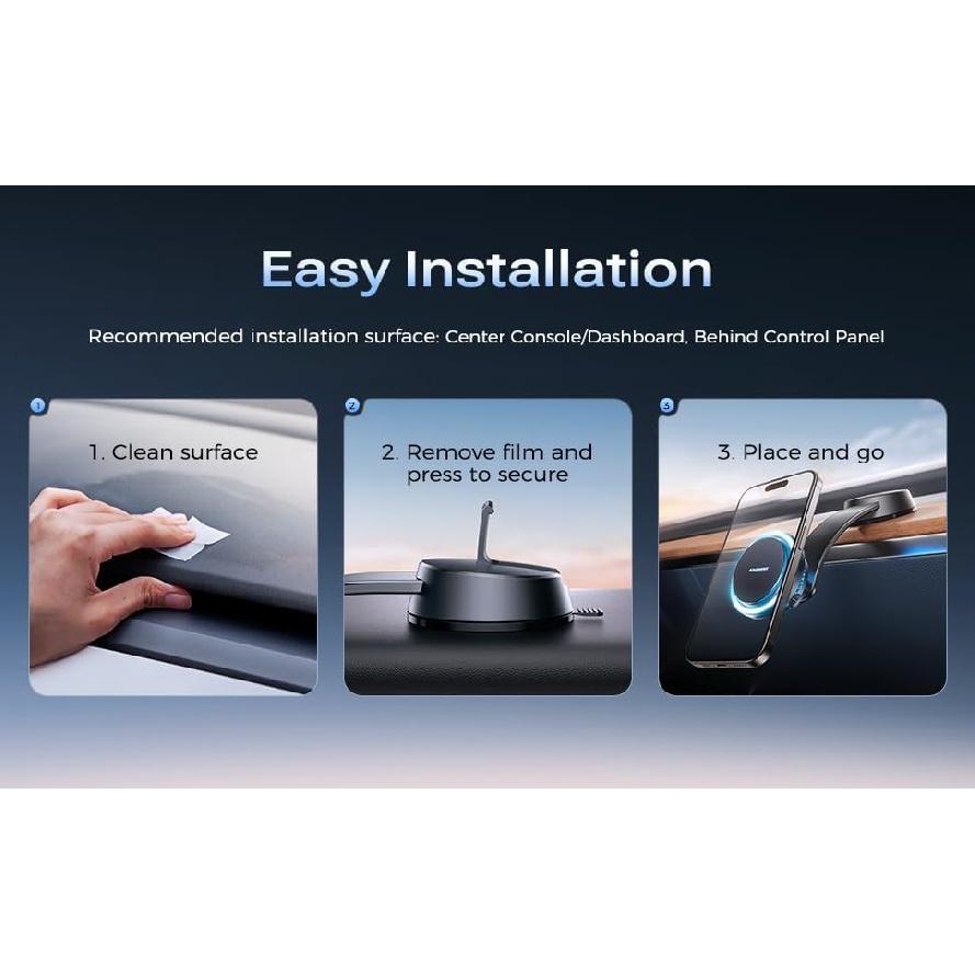 For MagSafe Car Mount Charger, [ICY Cooling Charging] 15W Wireless Car Charger Holder for iPhone 15 14 13 12 Pro Plus Max, Bendable Memory Titanium