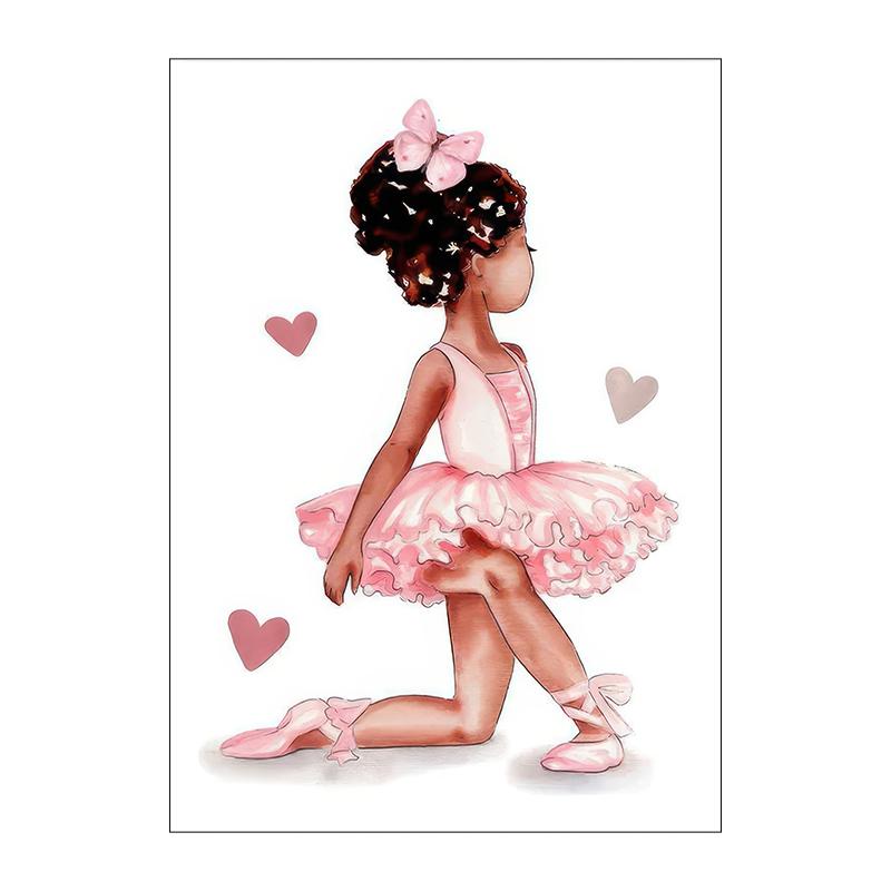 Black Little Girl Ballet Canvas Painting Butterfly Wing Wall Art Nordic Posters And Prints Wall Pictures Baby Kids Room Decor Unframed