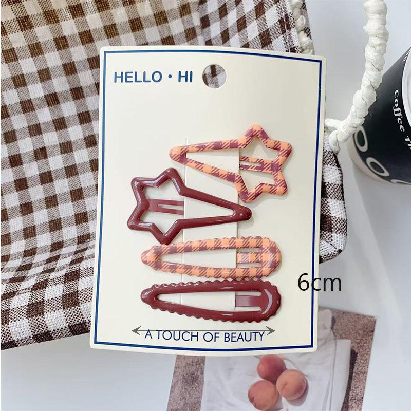 4Pcs/Set Retro Morandi Plaid Bb Hair Clips Daily Side Bangs Clip Baby Hairpin For Women And Girls Hair Accessory
