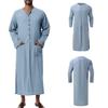 Men S Loose Long Sleeve Solid Color Ethnic Style Robe