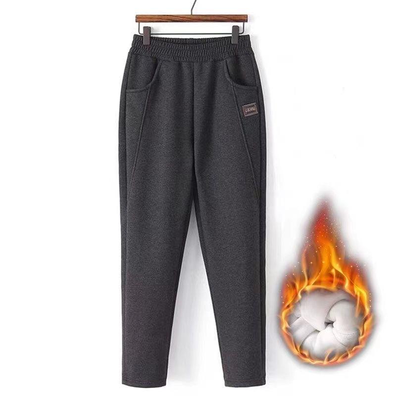 

Осенне-зимние женские спортивные брюки среднего возраста, утепленные тренировочные брюки, шаровары с эластичной талией, женские удобные повседневные брюки XL темно серый