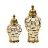 Elegant Gold Lattice Ceramic Jar Vase with Lid Storage Jar for Decorative Display In Homes and Event Spaces