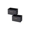YAMAZEN Storage Boxes, Set of 2, Wooden Handles, Linen-like Fabric Front, Compatible with Color
