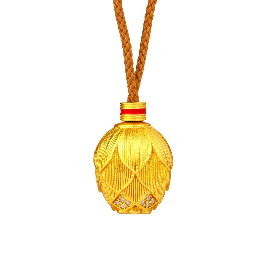 Shop Style Gold Lotus Seed Micro-Pave Brushed Pendant Necklace with Braided Rope – Light Luxury, Simple Design.