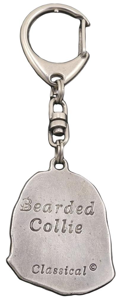 Bearded Collie, Highland Collie - Silver-plated key ring with a dog in a gift box, handbag decoration, backpack pendant by Art-Dog brand