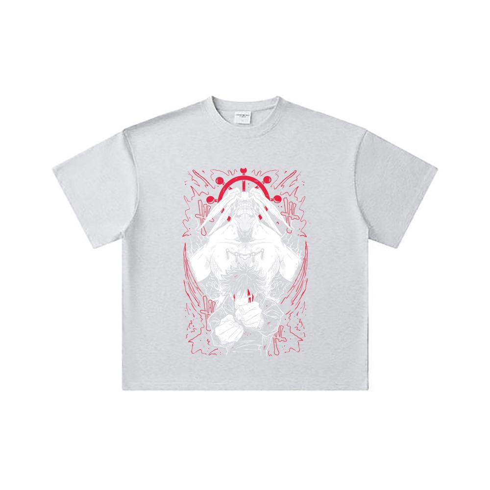 260 GSM Double Yarn 32 Count 100% Cotton Jujutsu Kaisen V18 Mahoraga Print Unisex Heavy Cotton T Shirt