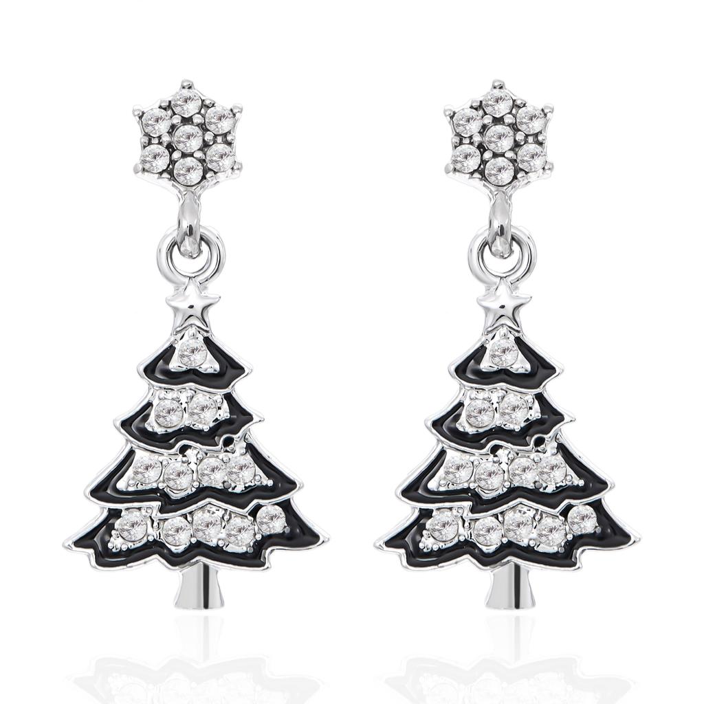 Fashion Crystal Beads Christmas Tree Zircon Santa Claus Earrings Dangle Stud For Women Xmas Party Jewelry Gift