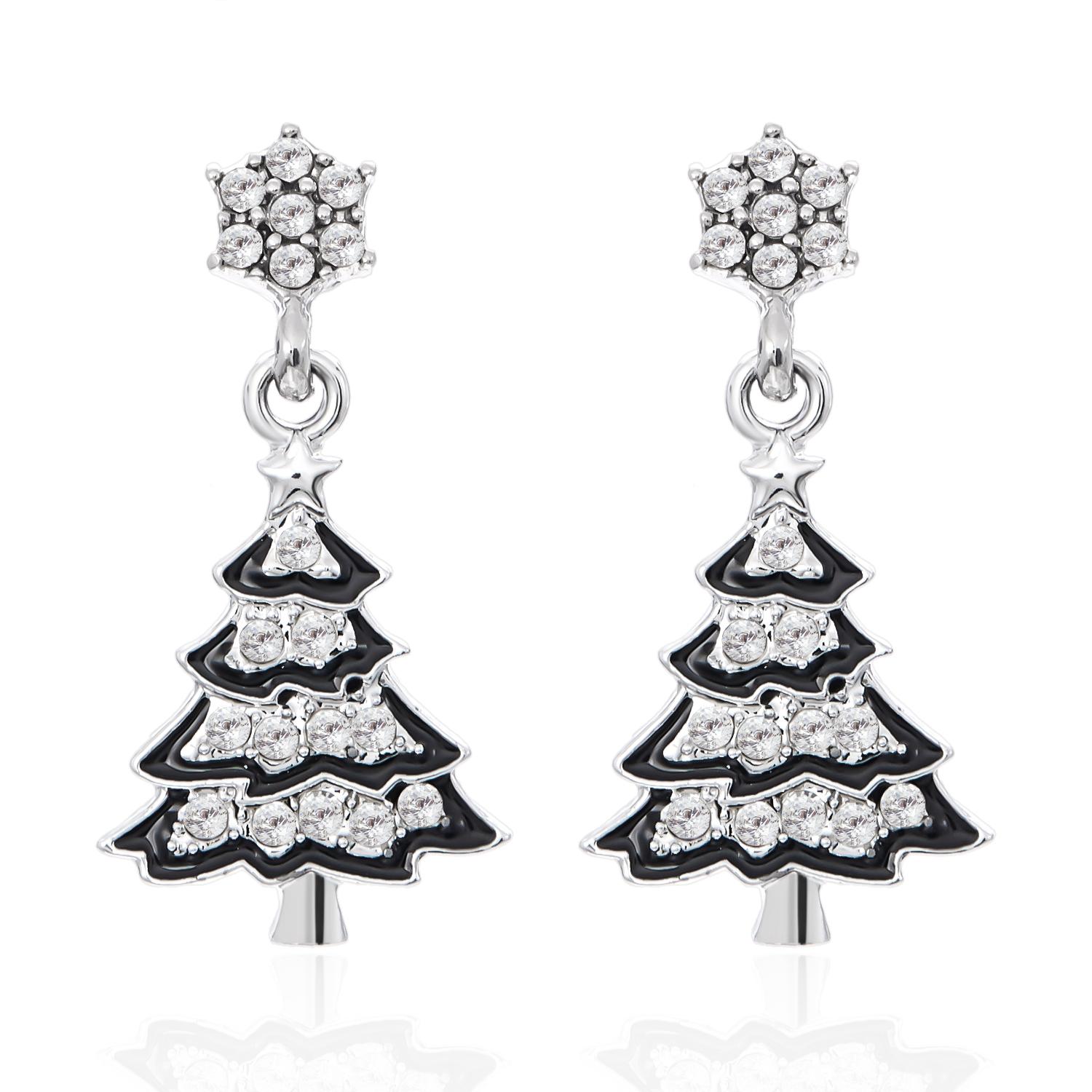 

Fashion Crystal Beads Christmas Tree Zircon Santa Claus Earrings Dangle Stud For Women Xmas Party Jewelry Gift
