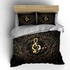 3-teiliges goldenes Violinschlüssel-Glitzerstern-Bettwäsche-Set Schwarz Musiknoten-Bettwäsche Enthält 1 Bettbezug und 2 Kissenbezüge Geschenk
