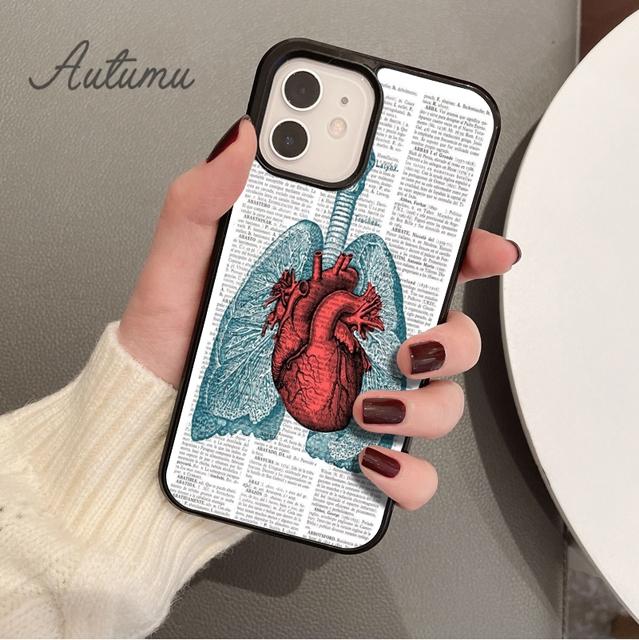 Human Anatomy Phone Case for iPhone 11 12 13 14 Pro Max Mini X XR XS SE 2020 5 6S 7 8 Plus Samsung Galaxy S21 S22 Cover Shell