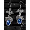 Gothic Shadow Wings Bat & Vampire Red Glass Rose Earrings
