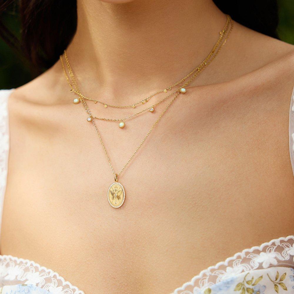 Mini Disc Drop Stacking 925 Silver Necklace N063-02G