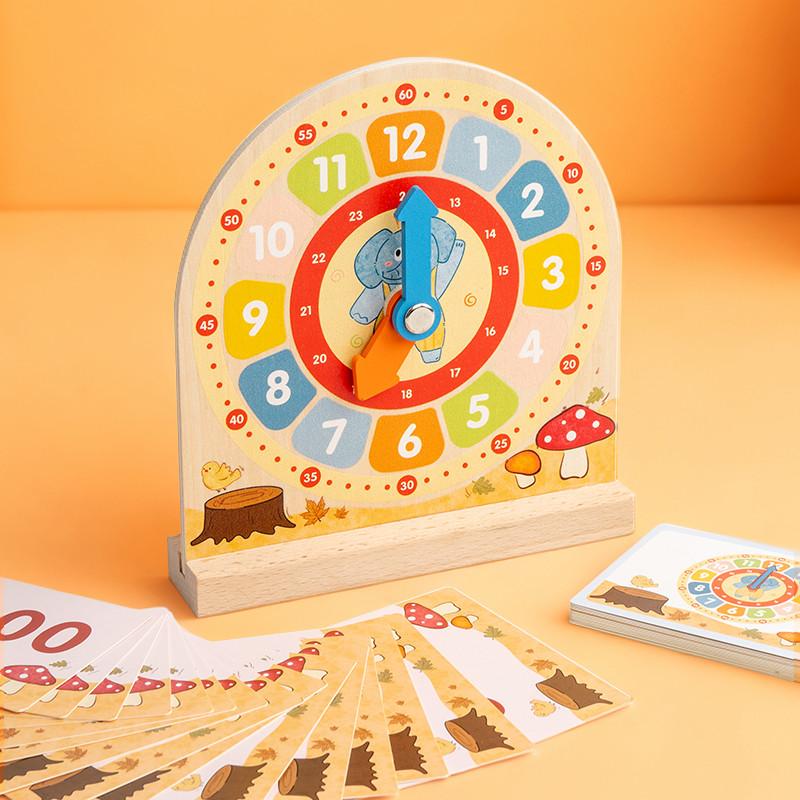 Montessori Educational Learning Toys Wood Clock Game for Children to Learn Reading Time Early Teaching Aids Basic Skill Practice