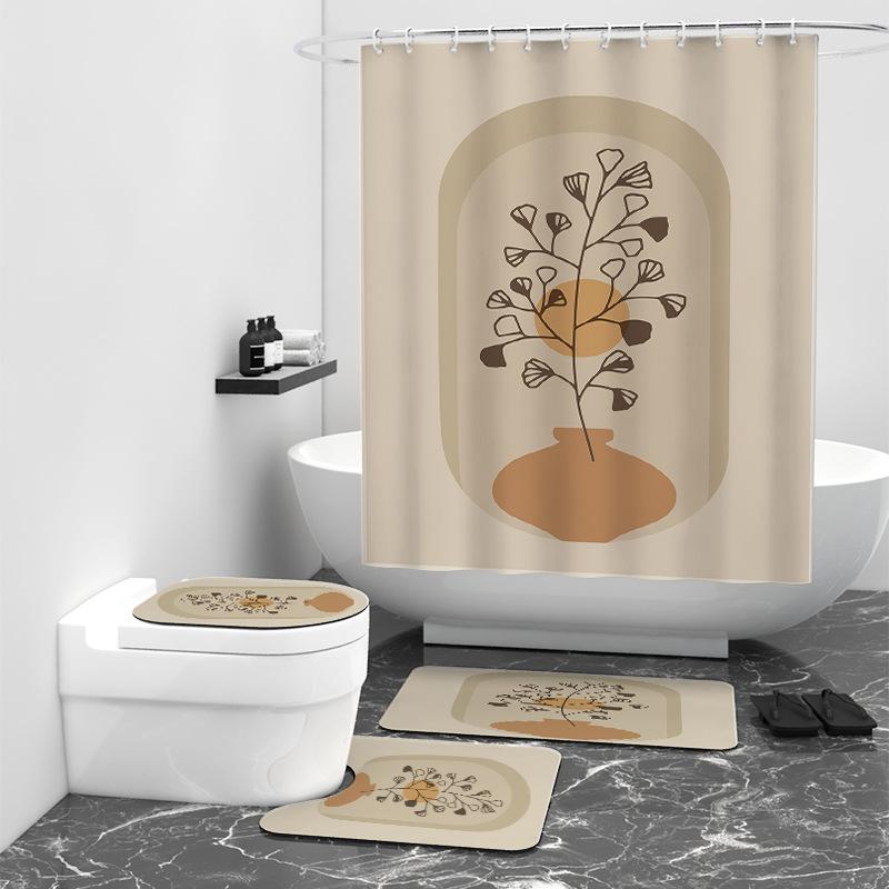 ins style digital printed shower curtain bathroom shower bath waterproof cloth