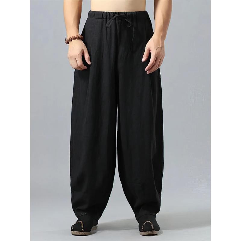 Baggy Pants Men Casual Wide Leg Oversize Jogger Trousers Vintage Drawstring Sport Sweatpants Male