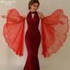 Manches longues évasées en tulle dénudées, Manches multi-couleurs à volants, Manches transparentes wrap pour mariage, Soirée, Robe sirène, Séance photo